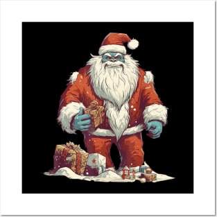 Santa Sasquatch Checking Christmas List Checklist Posters and Art